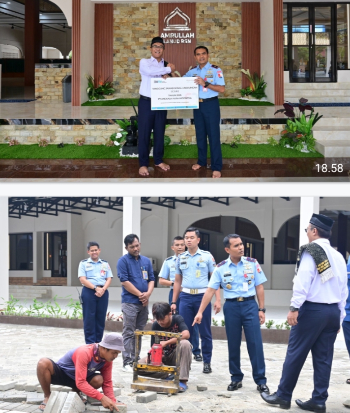 Angkasa Pura II Salurkan CSR untuk Renovasi Masjid Amrullah Lanud Roesmin Nurjadin