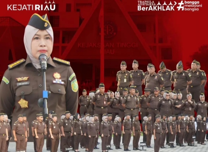 Aswas Kejati Riau Pimpin Apel Kerja di Ikuti Para Asisten Serta Seluruh Pegawai