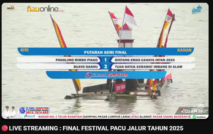 Bintang Emas Cahaya Intan Juara Festival Pacu Jalur 2025, Sungai Kuantan Bergemuruh