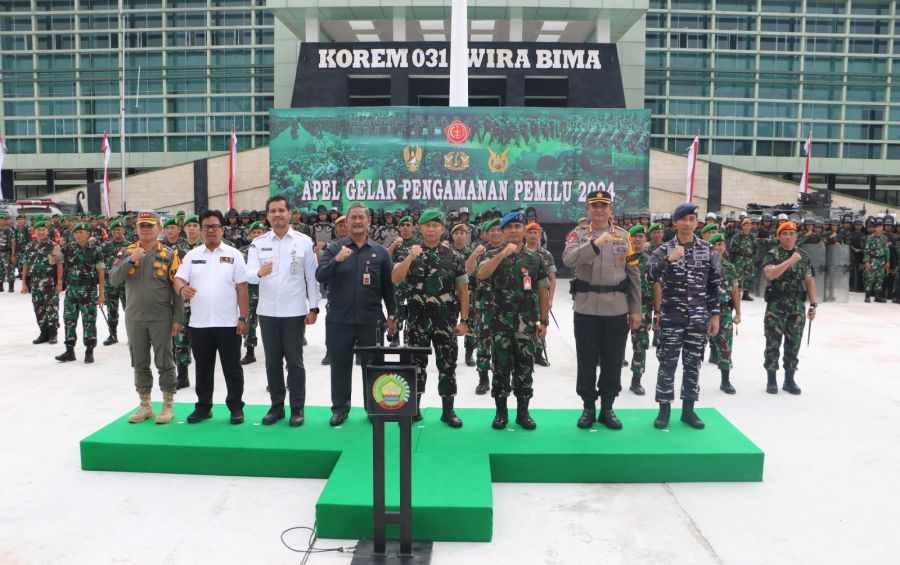 Danlanud Roesmin Nurjadin Hadiri Apel Gelar Pasukan Pengamanan Pemilu Tahun 2024
