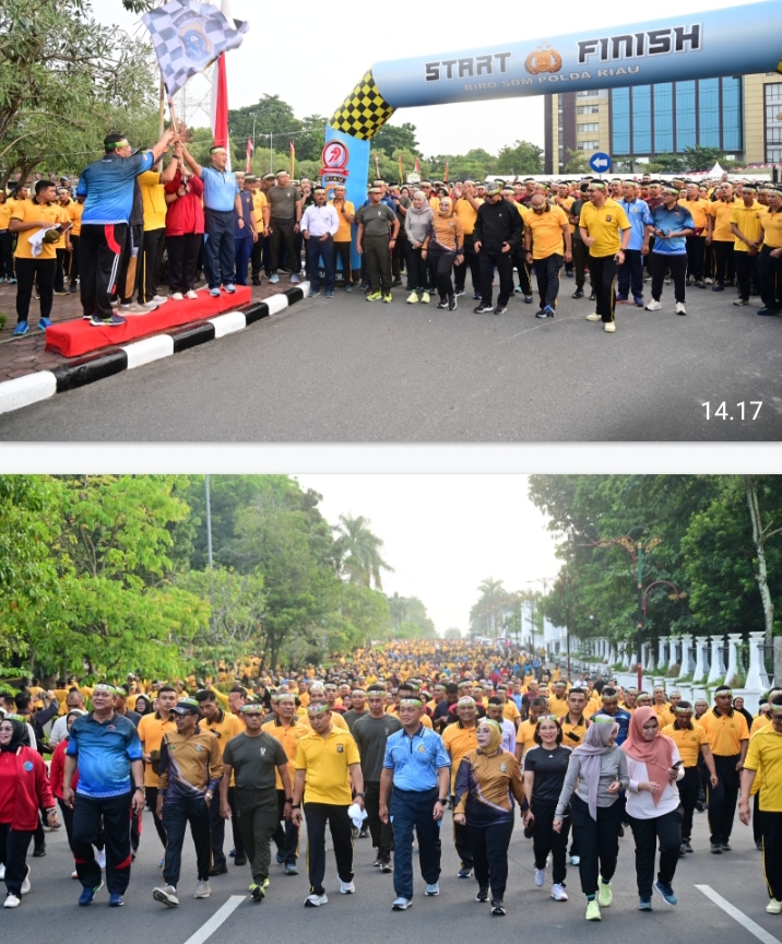 Danlanud RSN Bersama Forkopimda Riau Ikut Semarakkan Olahraga Bersama Hari Bhayangkara ke-79
