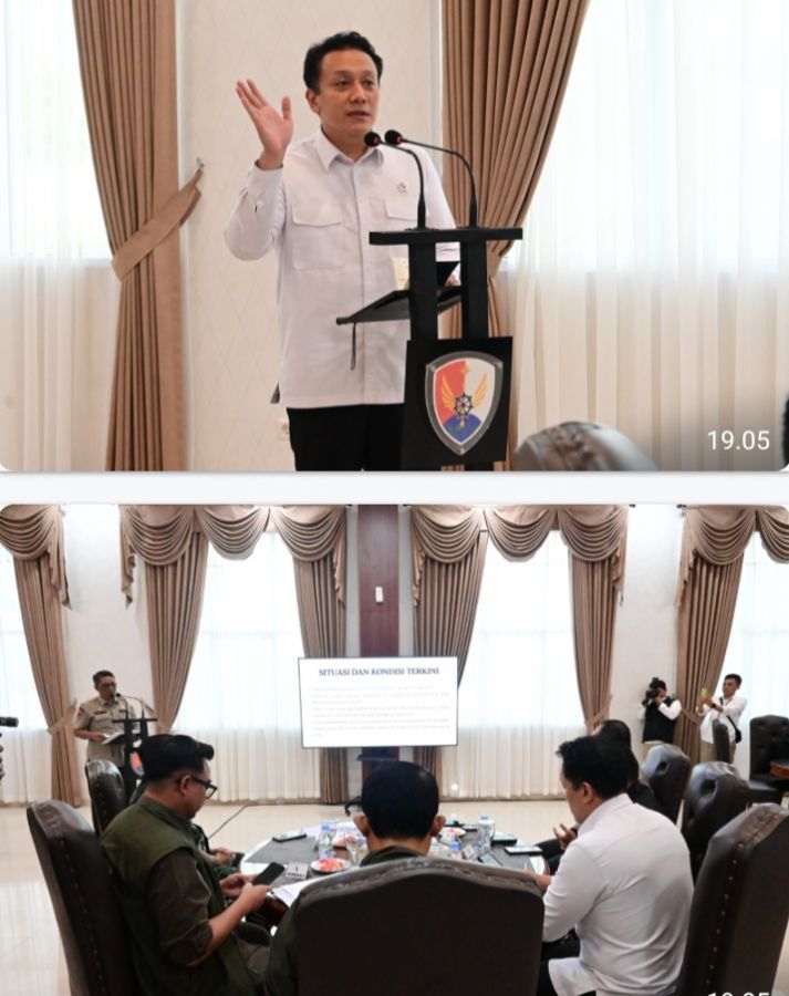 Danlanud RSN dan Forkopimda Riau Sambut Kepala BNPB, Bahas Penanganan Karhutla dari Udara