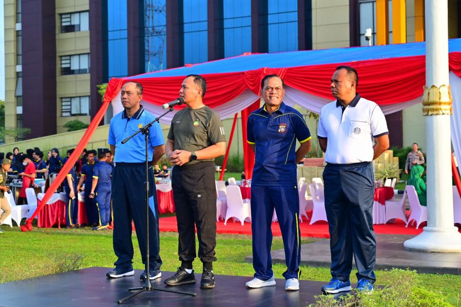 Danlanud Rsn Hadiri Olahraga Bersama TNI-Polri dan Forkopimda Riau