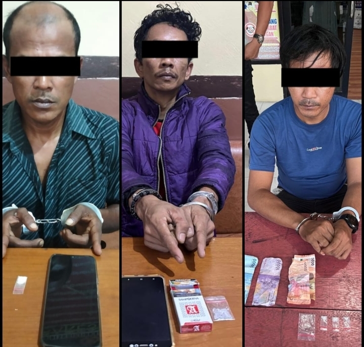 Dua Hari Beruntun, Polsek Minas Sikat Tiga Orang Pria Kurir dan Bandar Sabu Sampai Ke Pekanbaru 