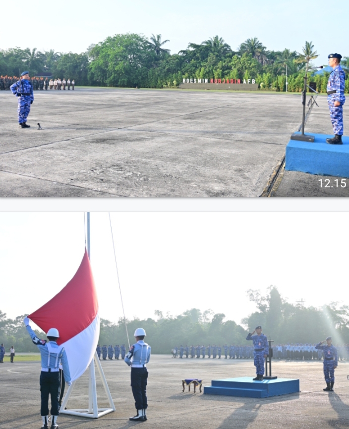 Kadisops Lanud Roesmin Nurjadin Pimpin Upacara Bendera 17-an, Bacakan Amanat Pangkoopsudnas
