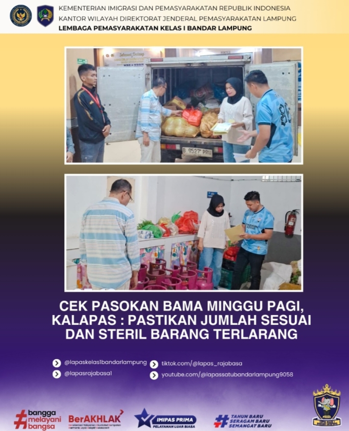 Kalapas Kelas I Bandar Lampung: Pastikan Jumlah Sesuai dan Steril Barang Terlarang