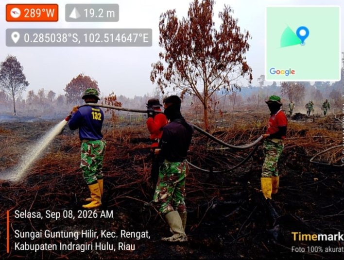 Kodam XIX/Tuanku Tambusai Perkuat Penanganan Karhutla Inhu, Tim Gabungan Tembus Kawasan Hutan