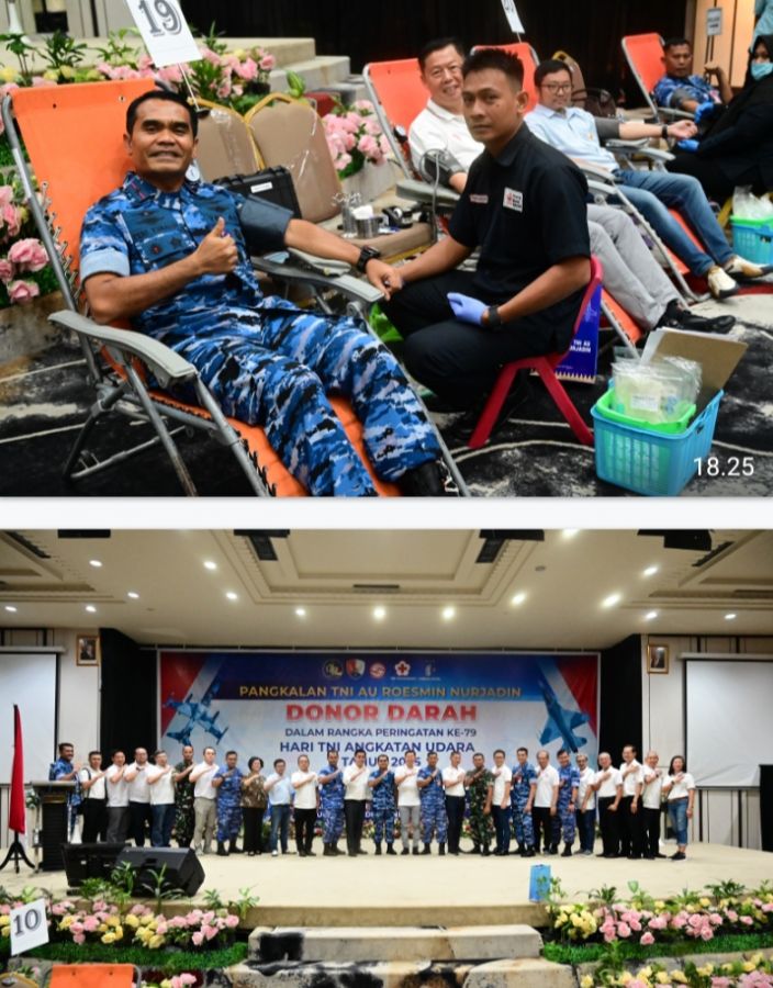 Lanud Roesmin Nurjadin Gelar Aksi Donor Darah dalam Rangka Peringatan HUT ke-79 TNI AU