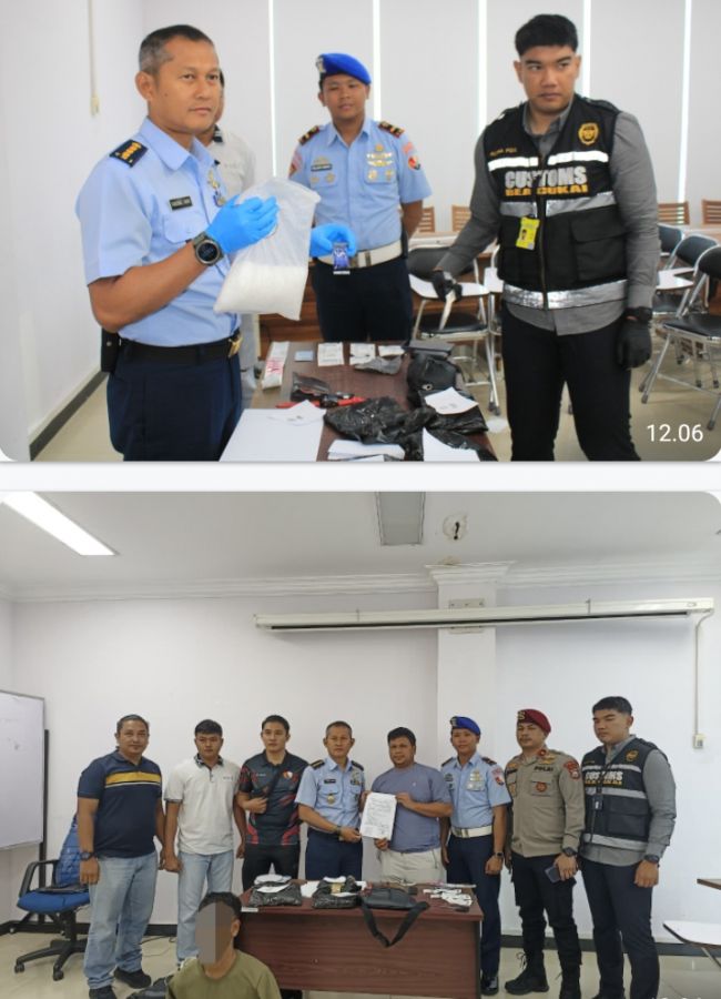 Personel Lanud RSN dan Petugas Avsec Gagalkan Penyelundupan 2 Kg Sabu di Bandara SSK II Pekanbaru