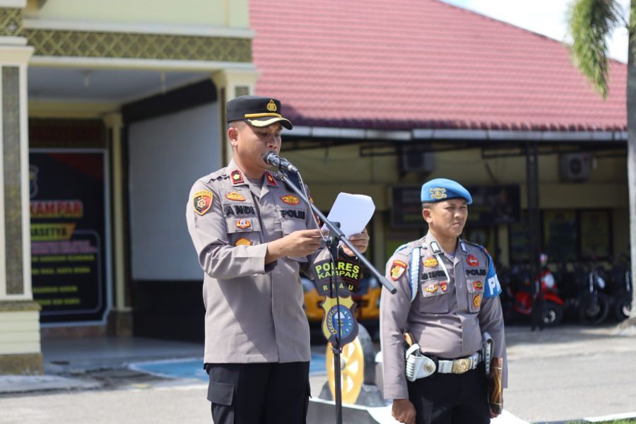 Polres Kampar Gelar Upacara Penerimaan 26 Siswa Latja Diktukba SPN Polda Riau