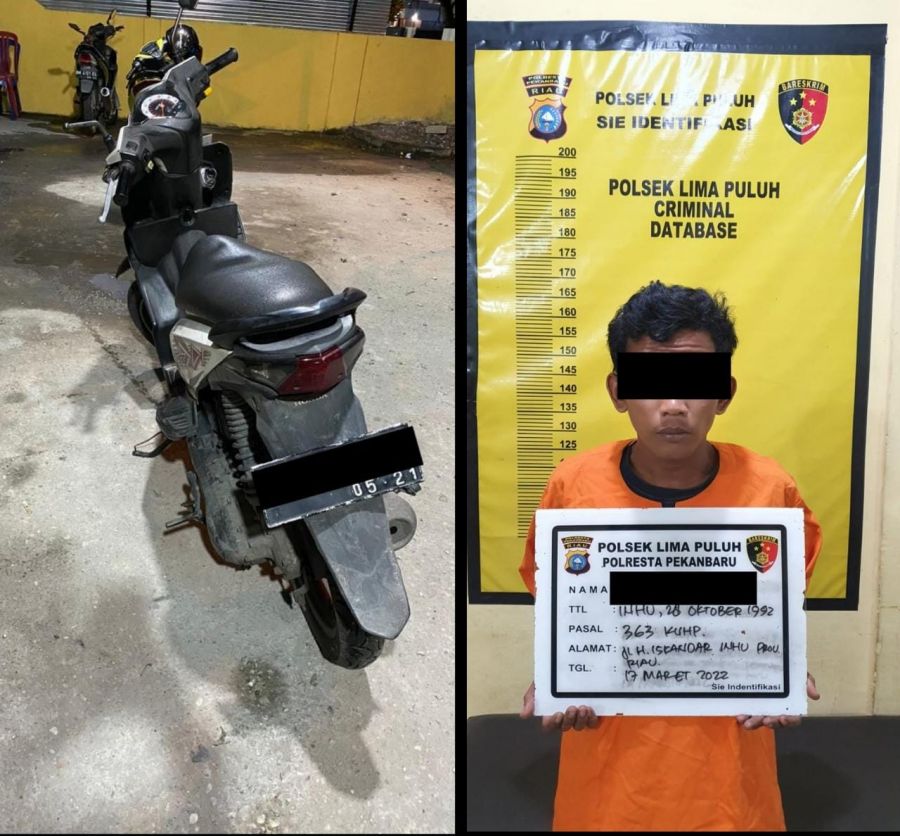 Polsek Limapuluh Tangkap Pelaku Pencurian Motor Tiga Jam Setelah Beraksi
