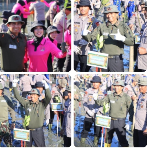 Sinergi Green Policing: Kapolda Aceh Pimpin Penanaman 10.000 Bibit Mangrove di Desa Alue Naga