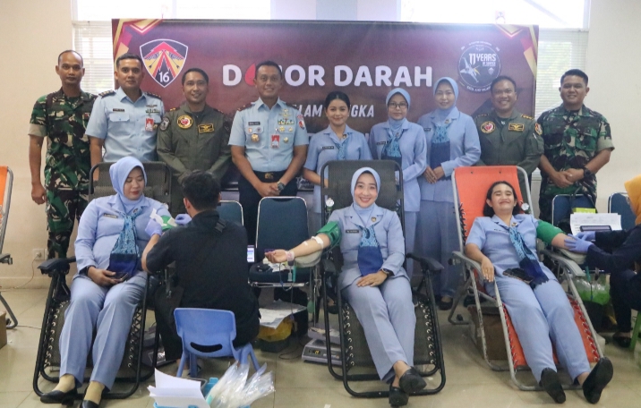 Skadron Udara 16 Gelar Donor Darah HUT ke-11, Wujud Kepedulian dan Pengabdian kepada Masyarakat