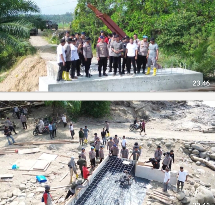 Tim Asistensi Polri Tinjau dan Perkuat Pembangunan Jembatan Bailey di Sawang Pasca Banjir Bandang