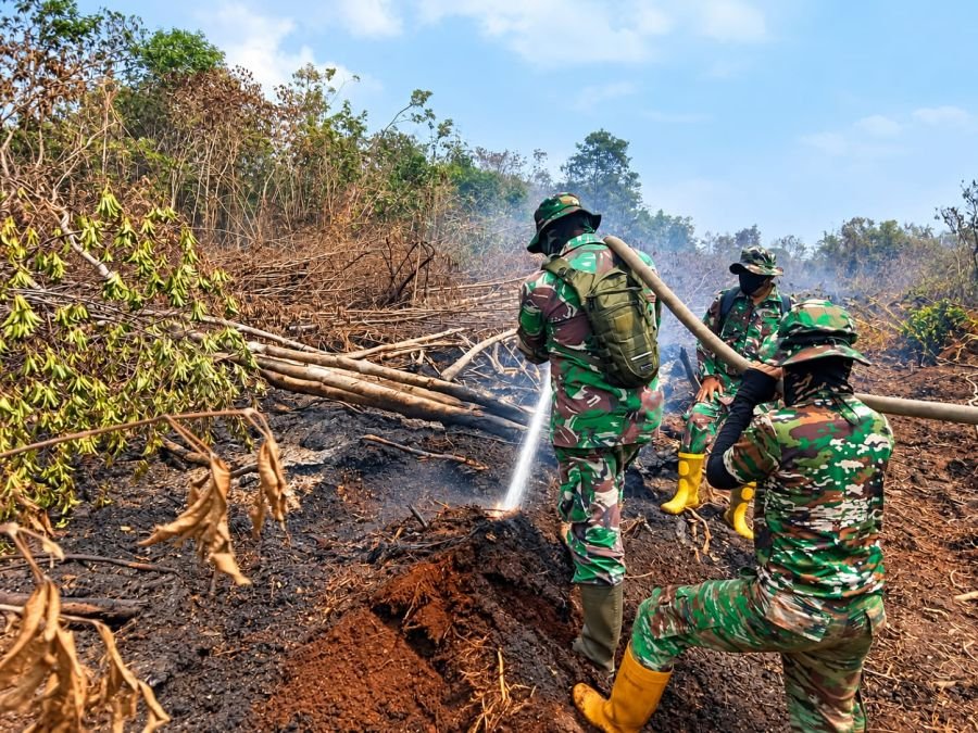Tim Gabungan Fokus Padamkan Sisa Titik Asap Karhutla di Kuala Cenaku