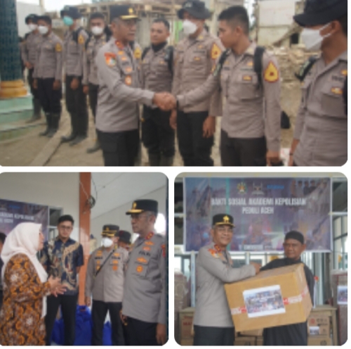 Wujud Kepedulian Polri, Gubernur Akpol Tinjau Pembersihan Material Banjir dan Salurkan Bansos