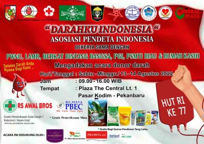 API, PWNU ,LAM Riau,PSMTI,PGI,Berkat Bintang Bangsa dan Rumah Kasih lakukan Donor Darah